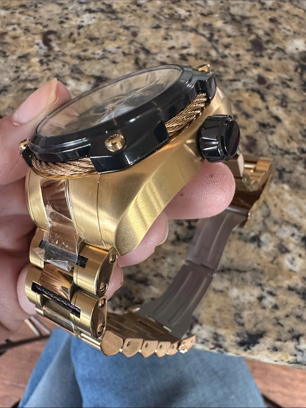 Invicta Bolt Gold and Black Skeleton Automatic Watch model 34958